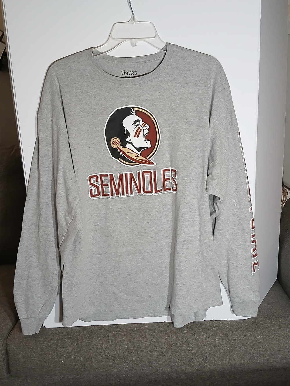 Hanes Gray Florida State Seminoles Long-Sleeve Shirt XL